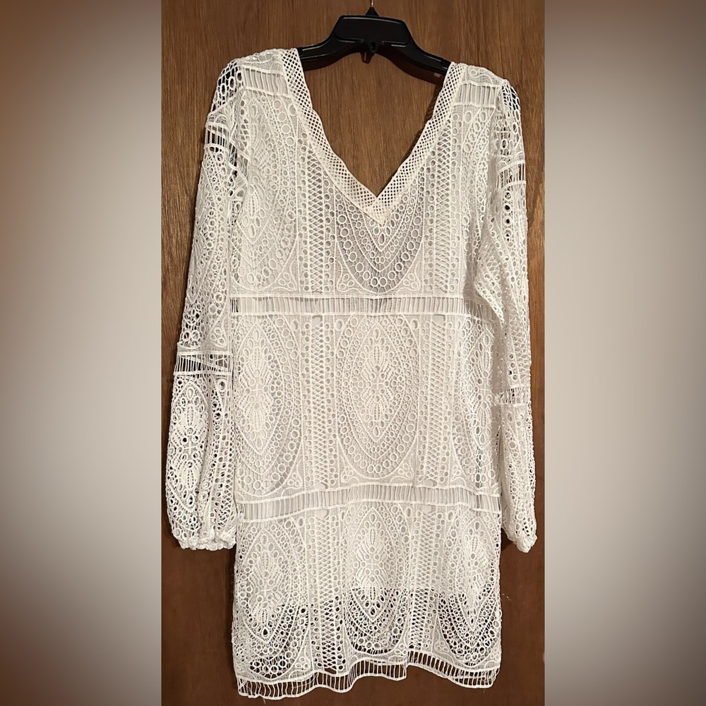 Long sleeve white boho style dress